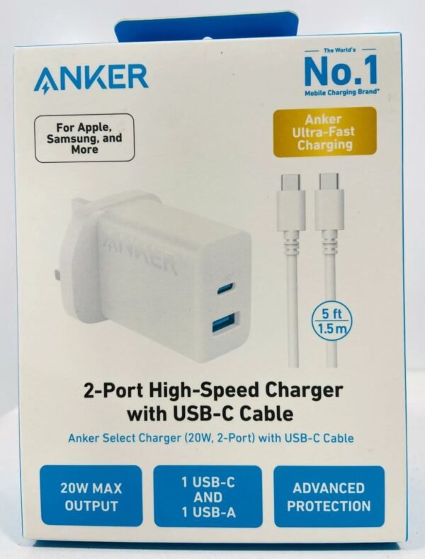 ⁦Anker Select Charger with USB-C Cable 20W Adapter - Anker - Direct Dealz⁩ - الصورة ⁦2⁩